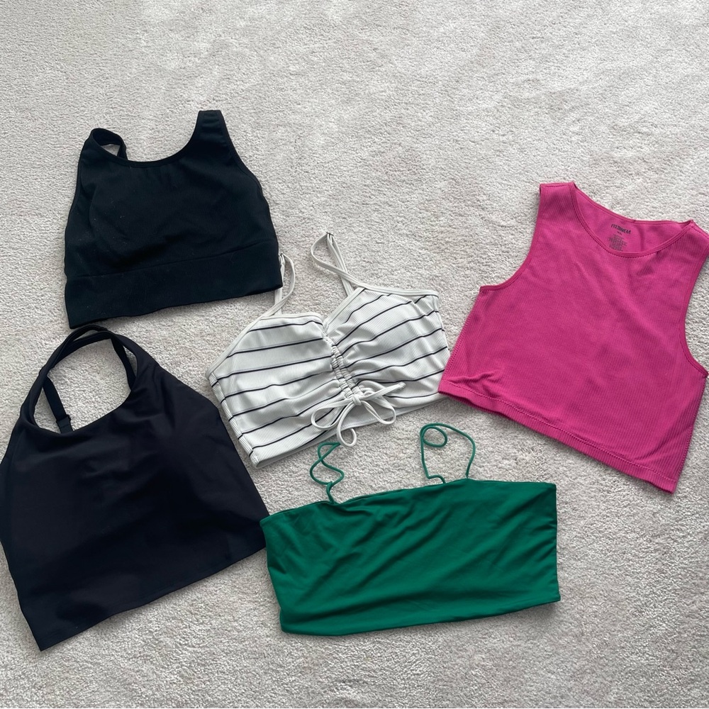 Size Medium and Large Women's Tops Collection- Black, White, Pink, Green